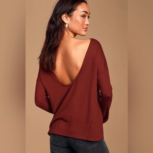 NWT Lulus Afternoon Daydream Burgundy Backless Sweater Size M